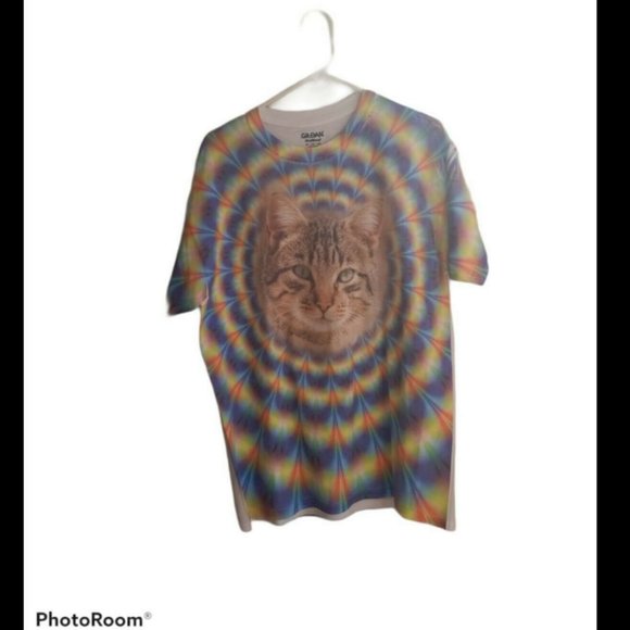 Gildan Other - gildan dry blend psychedelic cat t shirt large